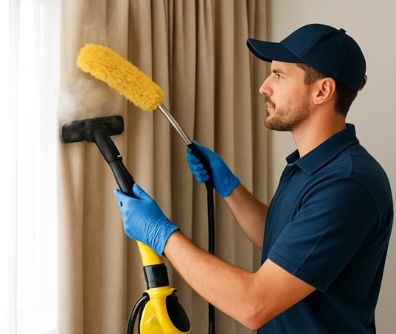 Trusted residential curtain cleaning technician Matty Curtain Cleaning dakabin QLD
